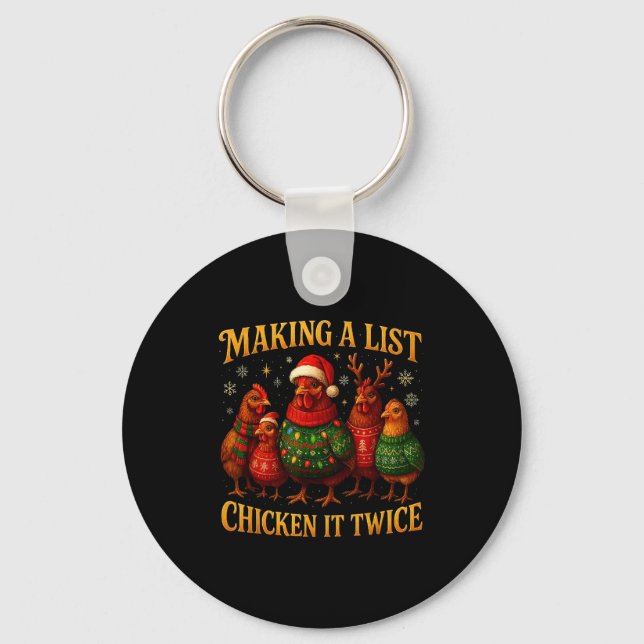 Chaveiro Making A List Chicken It Twice Funny Christmas  (Frente)