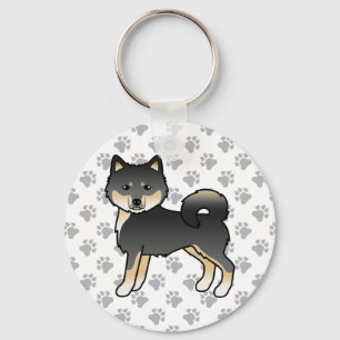 Chaveiro Malamute de Cartoon Preto E Tan