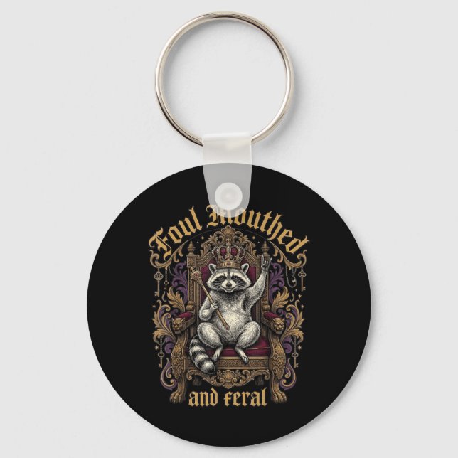 Chaveiro Malandro e Feral Coroa Trono Gótico de Guaxinim (Frente)