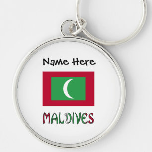 Chaveiro Maldivas Bandeira Maldiva Preta Personalização
