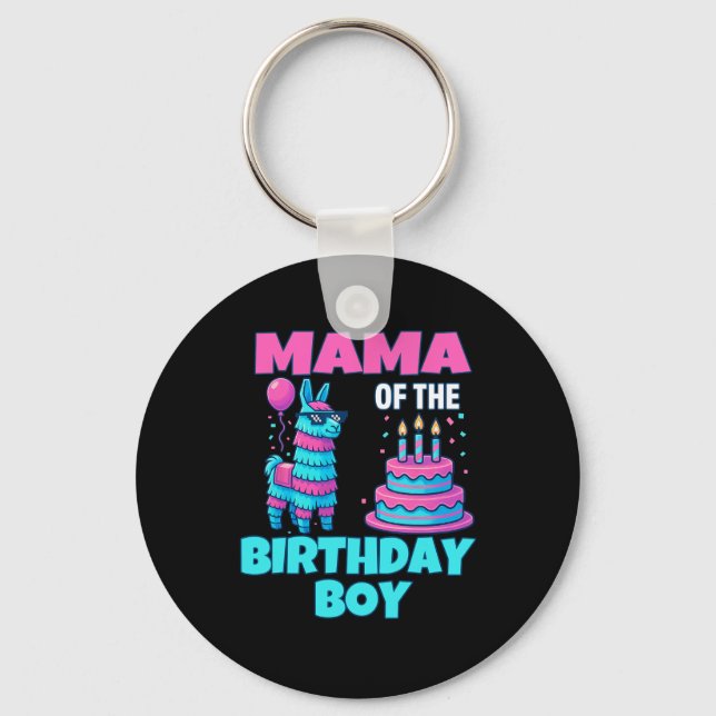 Chaveiro Mama Birthday Boy Llama Pinata Party Family Mathin (Frente)