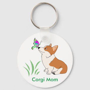 Chaveiro Mamã do Corgi com borboleta
