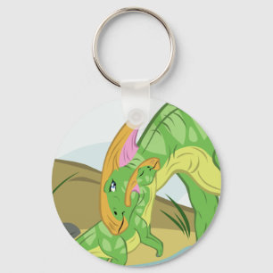 Chaveiro Mamã e bebê de Parasaurolophus