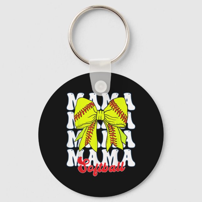 Chaveiro Mama Softball Arco Jogo de Coquetes Dia de Softbal (Frente)