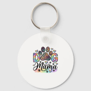 Chaveiro Mamãe Cachorro Pata Leopardo Arco-íris Aquarela Co