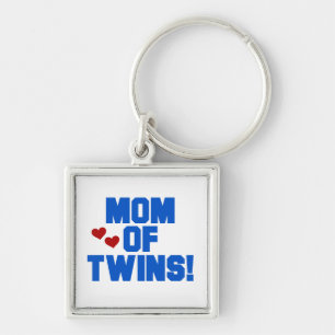 Chaveiro Mamãe de Twins Blue Text Gifts