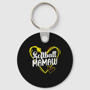 Chaveiro Mamãe do Softbol Coração Mamãe de um Jogador de So