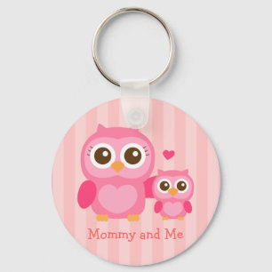 Chaveiro Mamãe e Eu, Coruja Bebê Fofa, Rosa