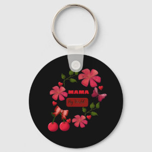 Chaveiro Mamãe Fofa Meu Mundo Floral Desenho de Coração de