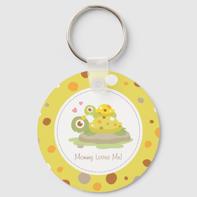 Chaveiro Mamãe Linda e Bebê Tartaruga Mamãe Me Ama (Frente)