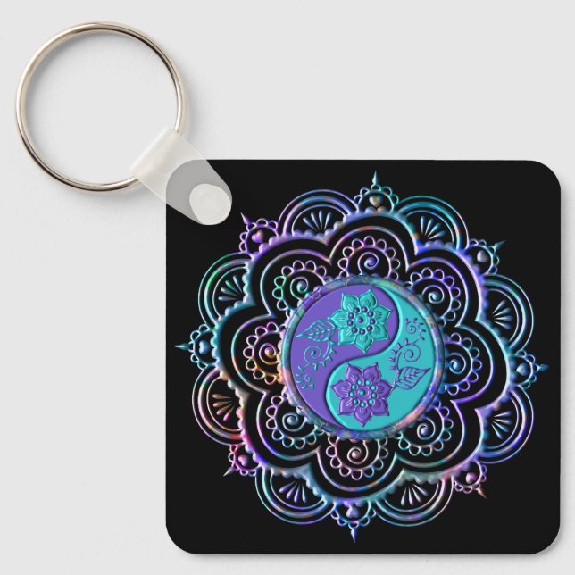 Chaveiro Mandala Azul e Roxo (Frente)