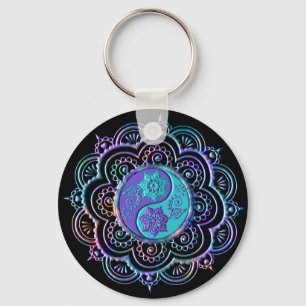 Chaveiro Mandala Azul e Roxo