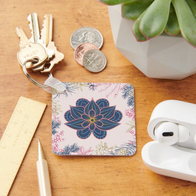 Chaveiro Mandala Botânico, Beleza Paisley (Mesa)
