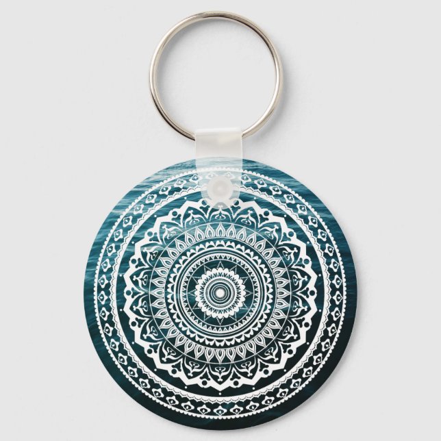 Chaveiro Mandala Branca Deixe o mar te libertar (Frente)