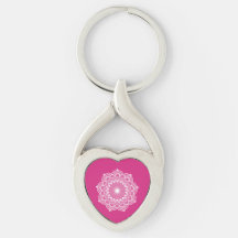 Mandala Branco em Fundo Rosa