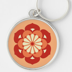 Chaveiro Mandala da flor de Lotus, laranja Pastel e