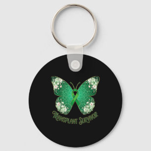 Chaveiro mandala de borboleta com fita verde sobrevivente d