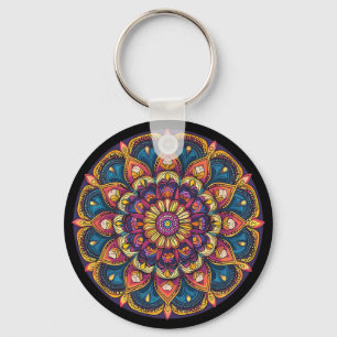 Chaveiro Mandala de Lótus Sagrado Boho Meditação Yoga 