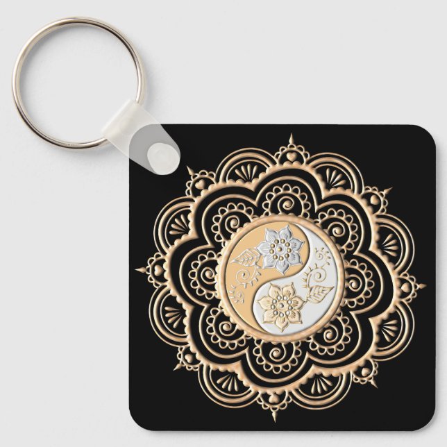 Chaveiro Mandala de Ouro & Prata (Frente)