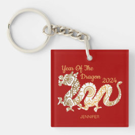 Chaveiro Mandala Dragon 2024 Vermelho de Ano Novo chinês