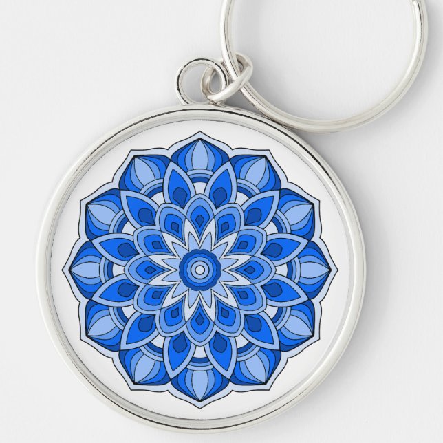 Chaveiro Mandala em azul (Frente)