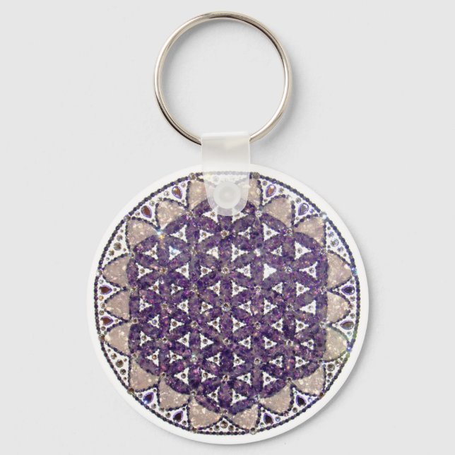 Chaveiro Mandala Flor da Vida Ametista (Frente)