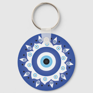 Chaveiro Mandala Grego Mau Azul Branco