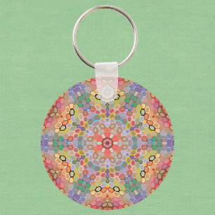 Chaveiro Mandala Hexagonal Arco-íris