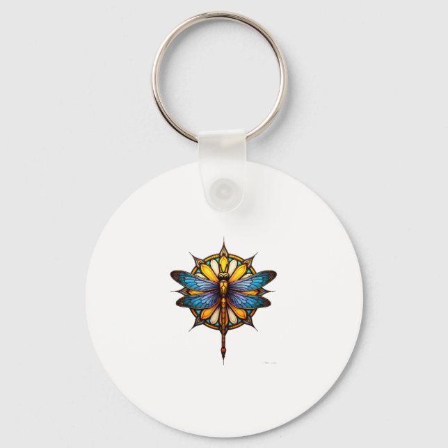 Chaveiro Mandala Libélula Luminosa Geometria Sagrada Espiri (Frente)
