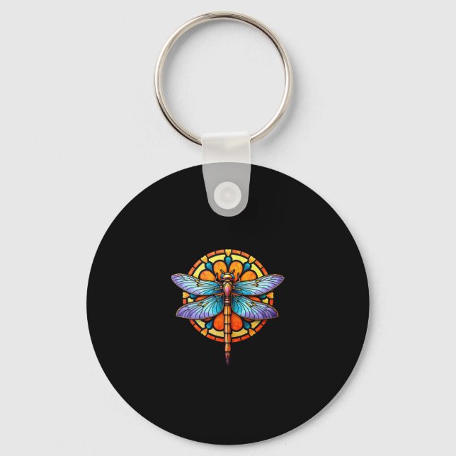 Chaveiro Mandala Libélula Luminosa Geometria Sagrada Espiri (Frente)
