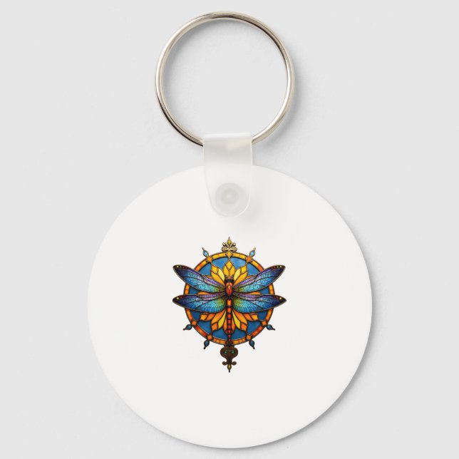 Chaveiro Mandala Libélula Luminosa Geometria Sagrada Espiri (Frente)