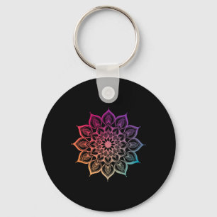 Chaveiro Mandala Lótus Arte Zen Boho Buda Botânico Suculent