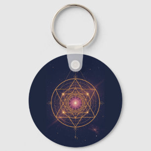 Chaveiro Mandala Luminoso de Harmonia Dourada