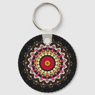 Chaveiro Mandala Mágico Preto e Vermelho