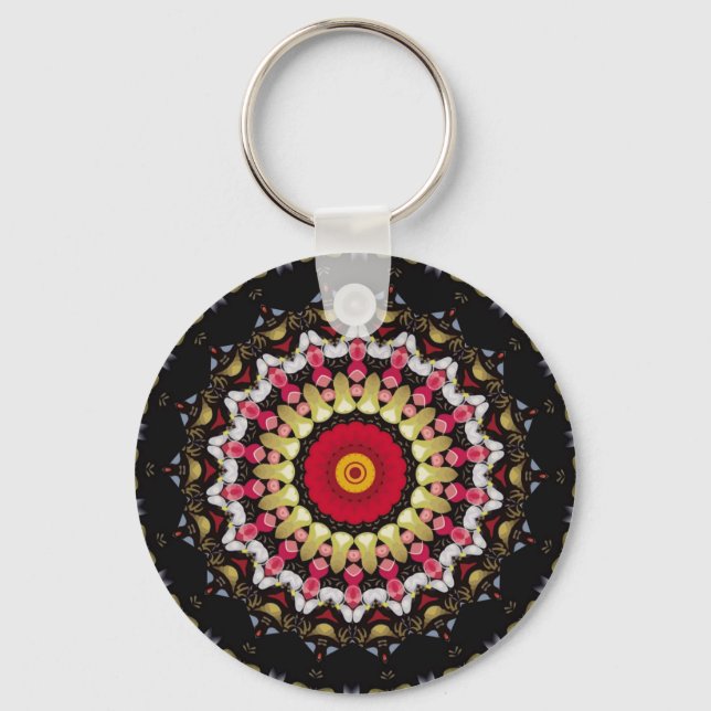 Chaveiro Mandala Mágico Preto e Vermelho (Frente)
