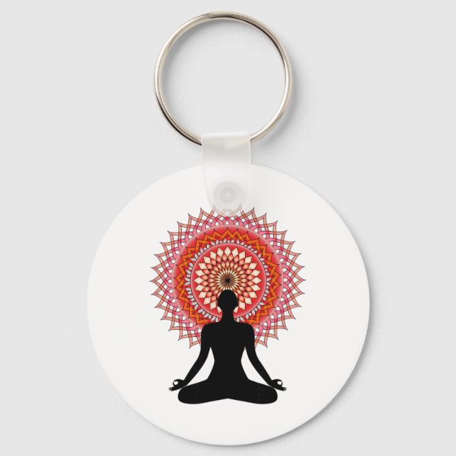 Chaveiro Mandala Marroquino de Yoga Design Sentado, present (Frente)