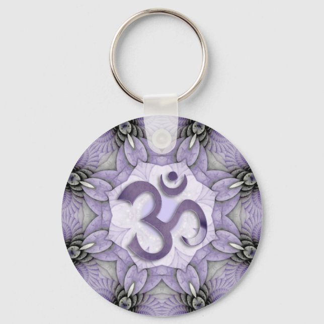 Chaveiro MANDALA OM - laranja | Brilho vermelho (Frente)