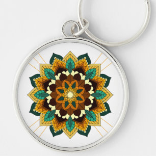 Chaveiro Mandala Padrão 02 em amarelo e em tom