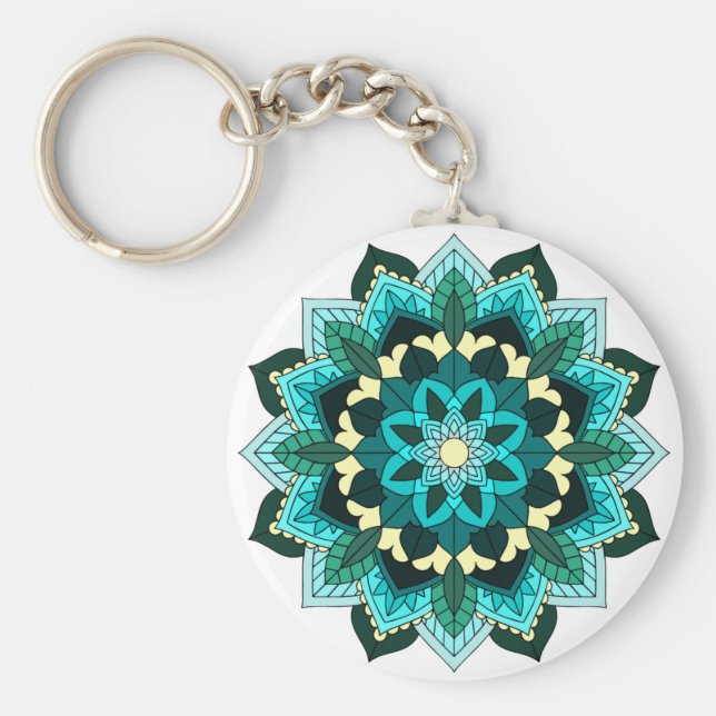 Chaveiro Mandala Padrão 02 em aqua (Frente)