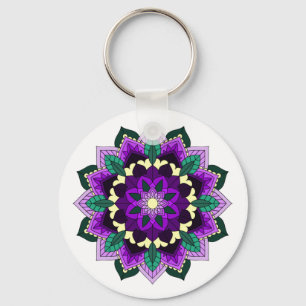 Chaveiro Mandala Padrão 02 em roxo