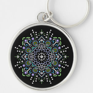 Chaveiro Mandala Preta, Roxa e Verde