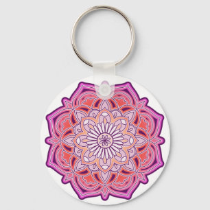 Chaveiro Mandala rosa-branca
