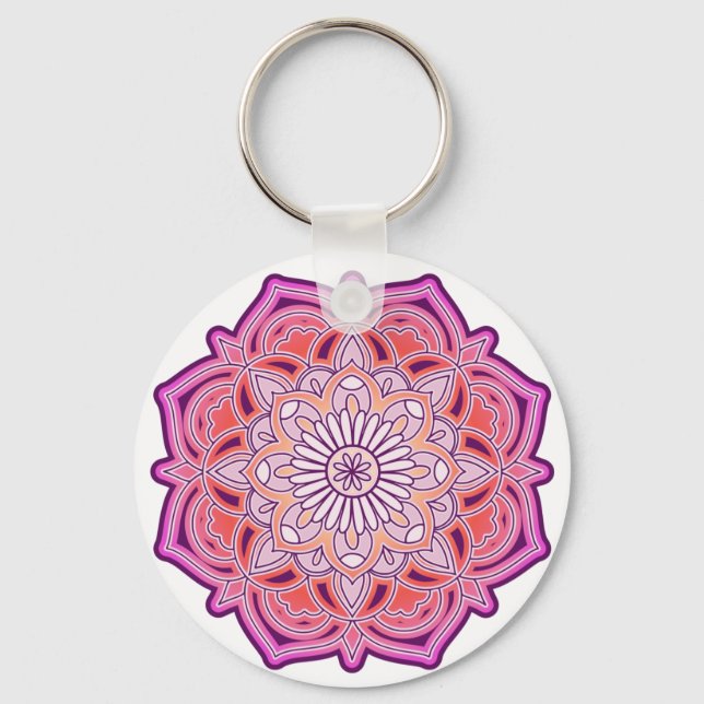 Chaveiro Mandala rosa-branca (Frente)