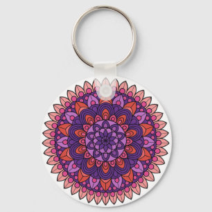 Chaveiro Mandala roxa e rosa