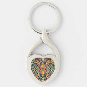 Chaveiro Mandala Sinfonia de Cores – Floral Psicodélico Ous