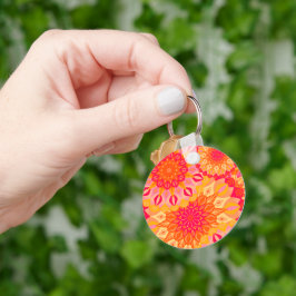 Chaveiro Mandala Sobreposta Laranja Rosa Amarelo