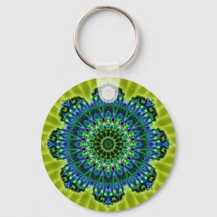 Chaveiro Mandala verde azul   flor lightgreen