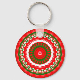 Chaveiro Mandala Vermelha, Branca e Verde