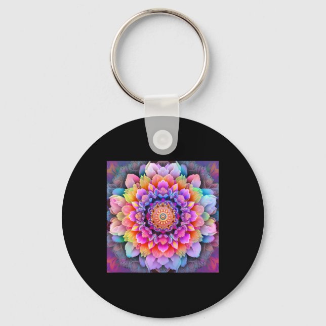 Chaveiro Mandalas Coloridos Meditação Hippie Espiritual  (Frente)