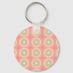 Chaveiro Mandalas Geométricas Coloridas em Verde, Amarelo e